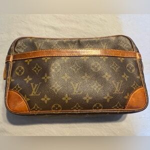 Louis Vuitton Compiegne 28 Monogram Brown/Tan Leather Vanity Case/Pouch W/COA